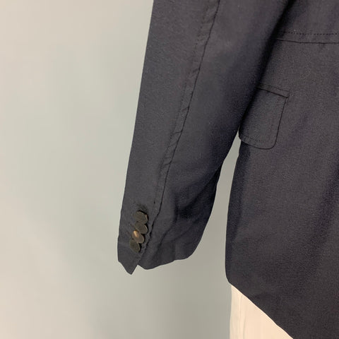 LANVIN Taille 42 Manteau de sport à revers cranté en Cupro bleu marine