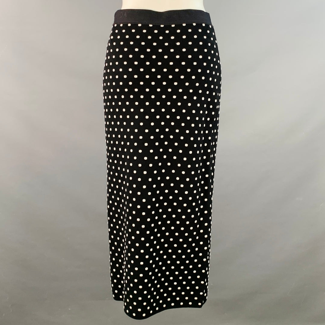 ESCADA Size M Black White Viscose Blend Polka Dot Pencil Midi Skirt