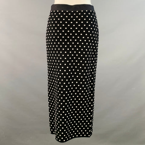 Jupe crayon mi-longue à pois ESCADA taille M en mélange de viscose noir et blanc