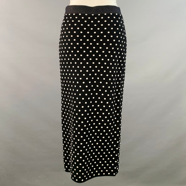 ESCADA Size M Black White Viscose Blend Polka Dot Pencil Midi Skirt