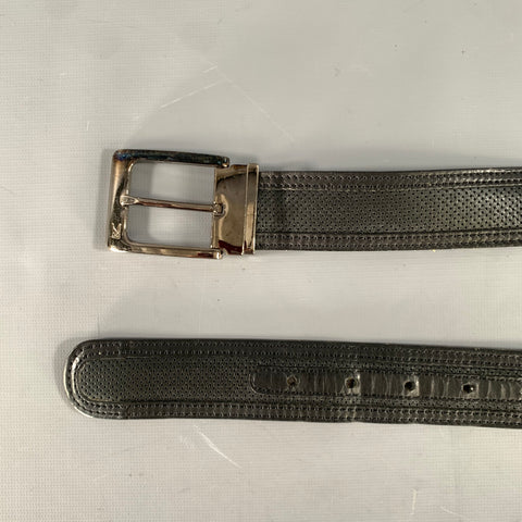 MORESCHI Size 38 Black Perforated Leather Belt