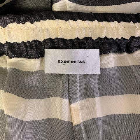 EX FINITAS Size XL Cream Black Stripe Viscose Drawstring Shorts