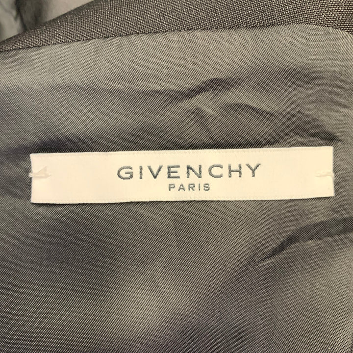 GIVENCHY Size 44 Black Wool Mohair Star Stripe Notch Lapel Sport Coat