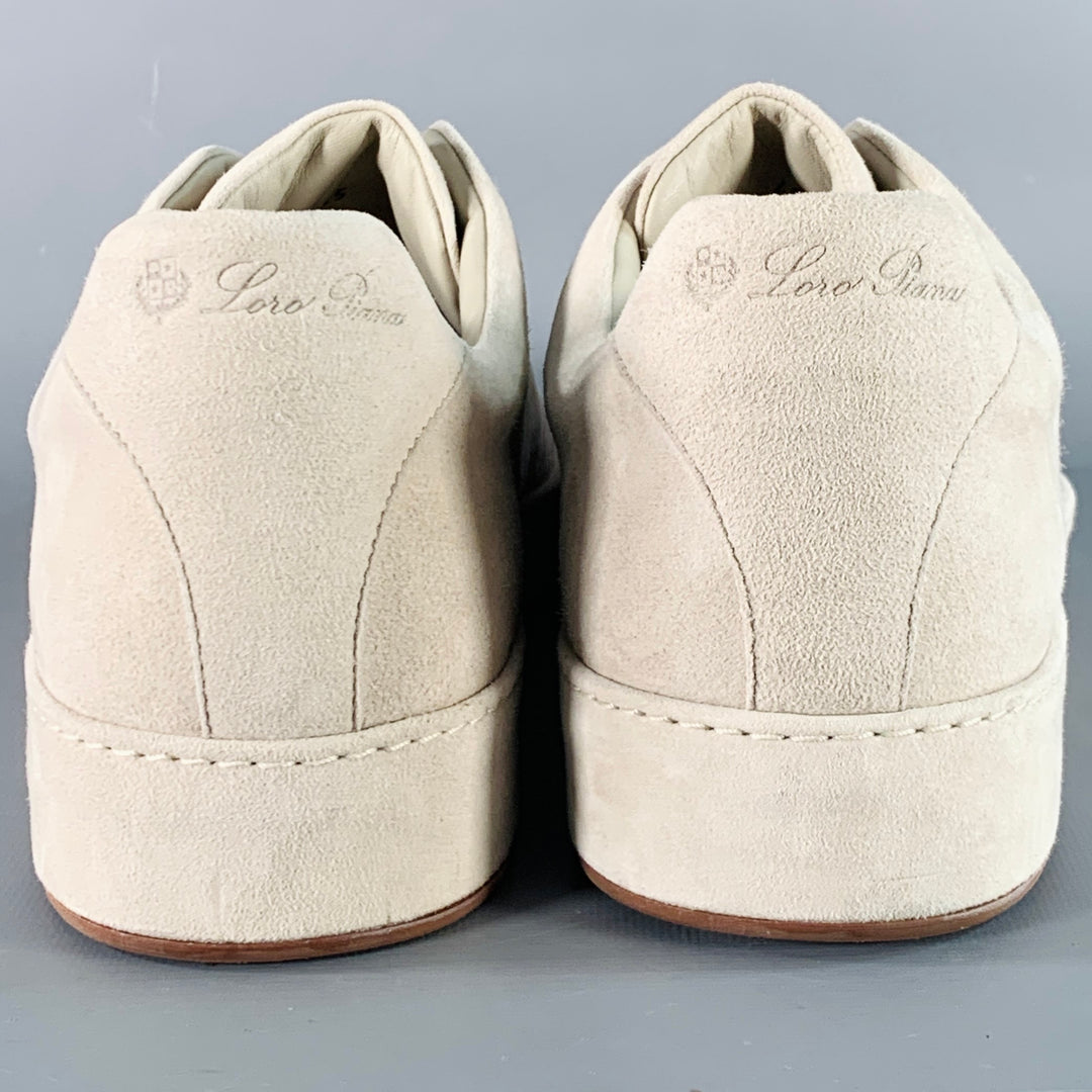 LORO PIANA Size 12 Grey Suede Low Top Rubber Sole Sneakers
