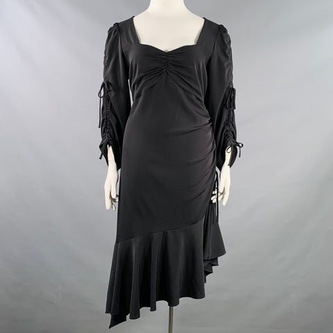 RODARTE Size 18 Black Polyester Blend Ruched Asymmetrical Dress