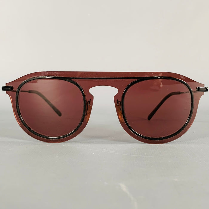 DOLCE & GABBANA Burgundy Black See Through Acetate Sunglasses