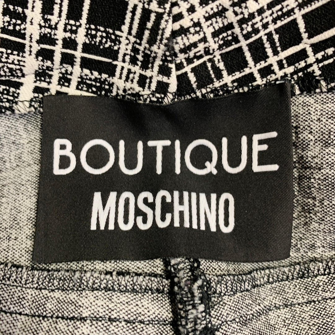 MOSCHINO Size 6 Black White Rayon Crosshatch Five Pocket Skinny Jeans