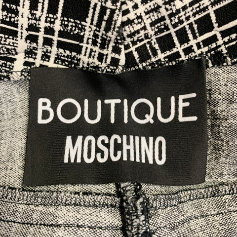MOSCHINO Size 6 Black White Rayon Crosshatch Five Pocket Skinny Jeans