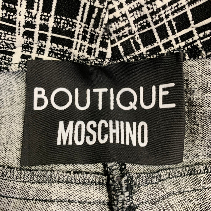 MOSCHINO Size 6 Black White Rayon Crosshatch Five Pocket Skinny Jeans
