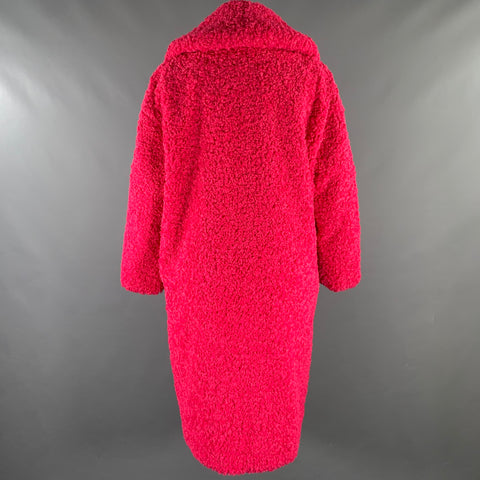 ALICE + OLIVIA Size S Pink Polyester Textured Faux Fur Shawl Lapel Coat