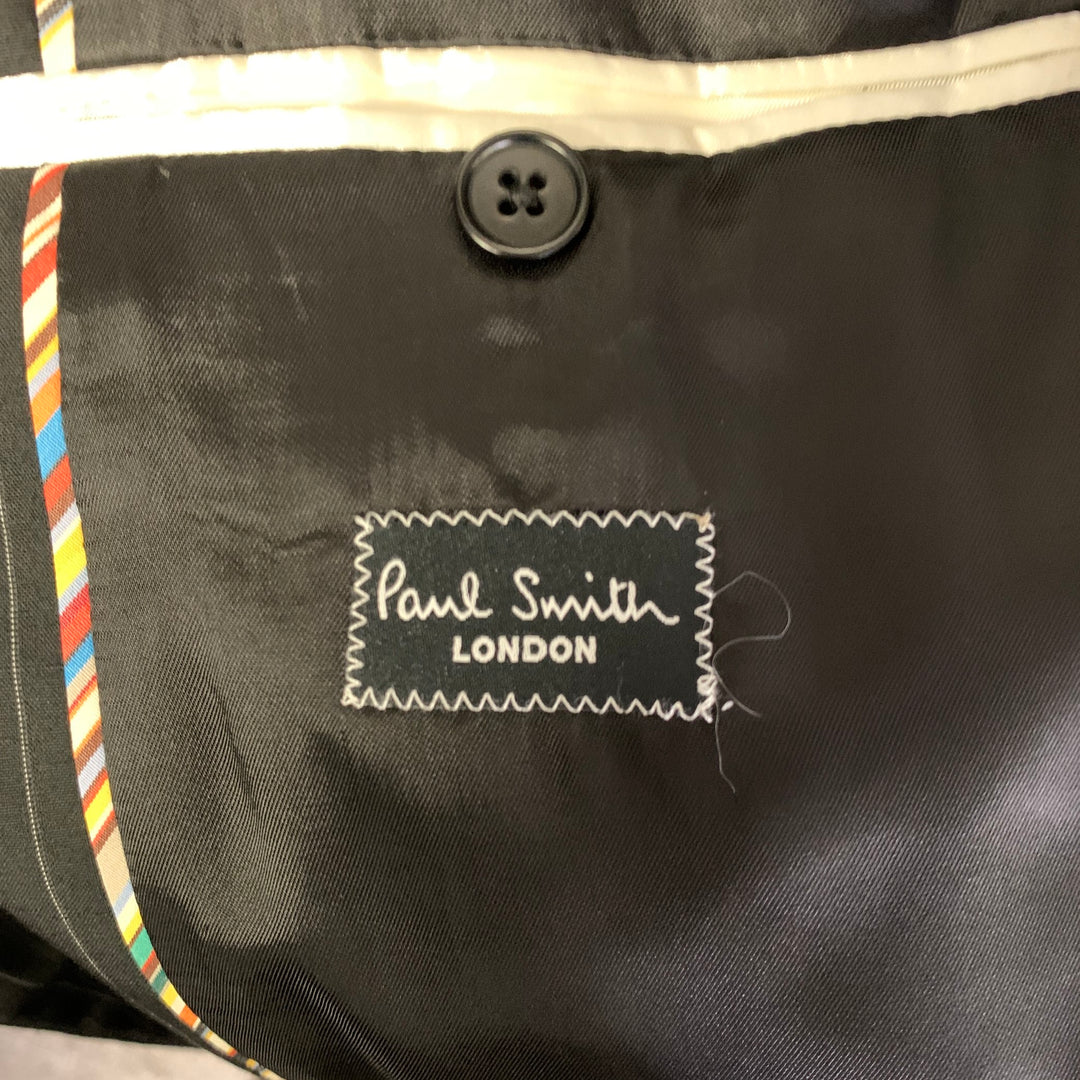 PAUL SMITH Size 38 Black White Pinstripe Wool Notch Lapel Suit