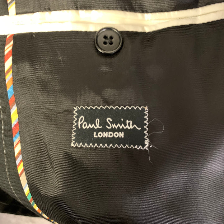 PAUL SMITH Size 38 Black White Pinstripe Wool Notch Lapel Suit