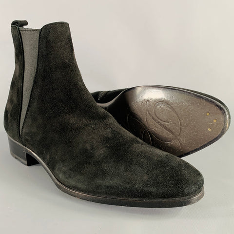 DOLCE & GABBANA Size 7 Black Suede Side Zipper Boots