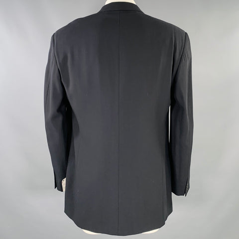 GIORGIO ARMANI Chest Size 42 Long Black Virgin Wool Peak Lapel Sport Coat
