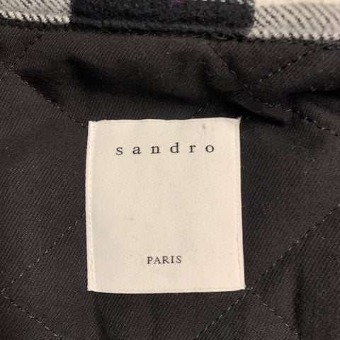 SANDRO Size M Black White Buffalo Plaid Cotton Shirt Jacket
