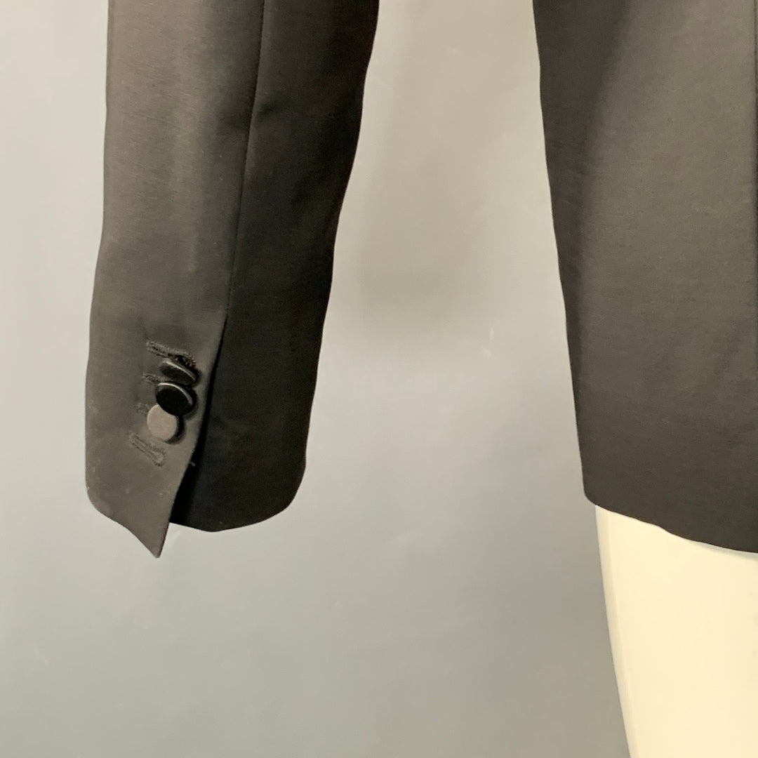 DSQUARED2 Size 40 Black Navy Beaded Wool Blend Shawl Collar Sport Coat