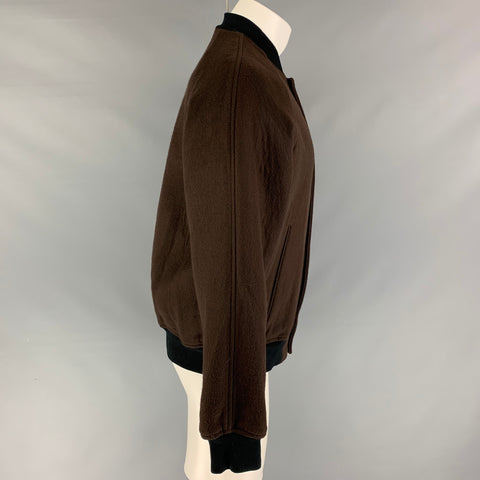 MARC JACOBS Size 38 Brown Wool Blend Bomber Jacket