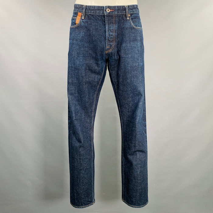 PAUL SMITH Size 36 Blue Contrast Stitch Cotton Straight Japanese Selvedge Jeans