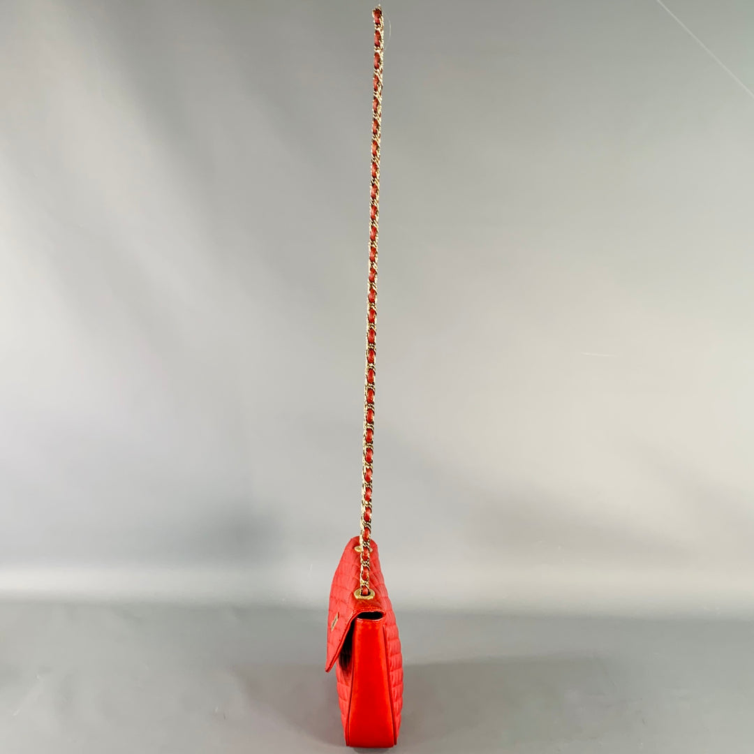 PIERRE BALMAIN Red Quilted Leather Chain Strap Shoulder Bag