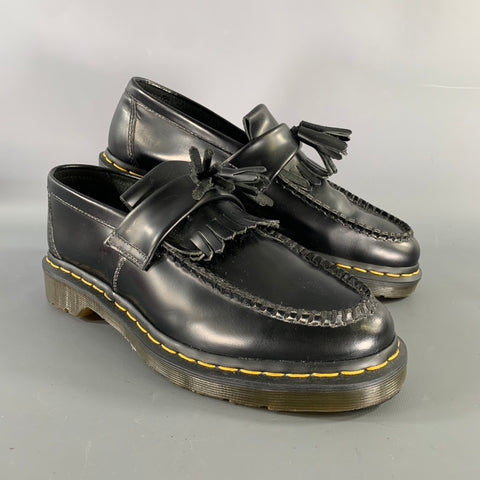 DR. MARTENS Size 9 Black Leather Eyelash & Tassel Loafers
