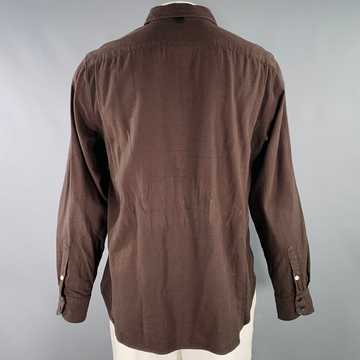RAG & BONE Size XL Brown Twill Cotton Spread Collar Long Sleeve Shirt