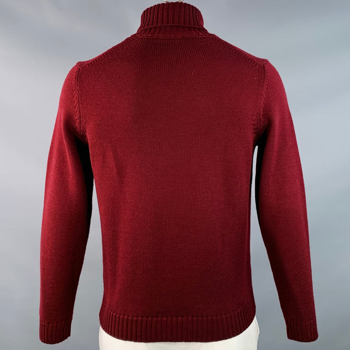 ZANONE Size 44 Burgundy Virgin Wool Knit Turtleneck Sweater