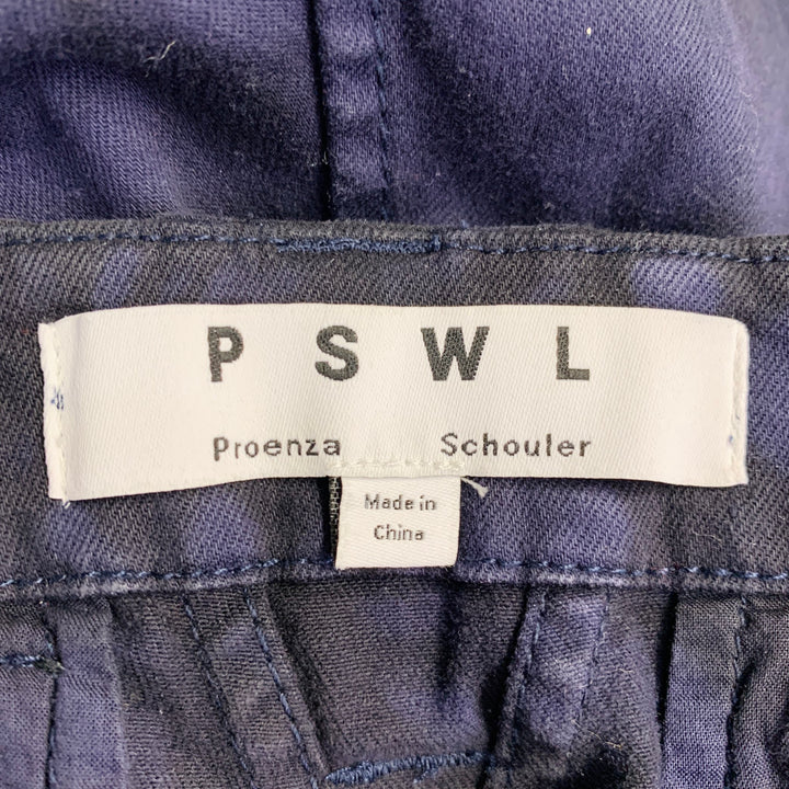 PROENZA SCHOULER Size 0 Navy Black Cotton Blend Marbled Belted Button Fly Shorts