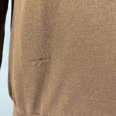 BRIONI Size XL Brown Knit Polo Pullover