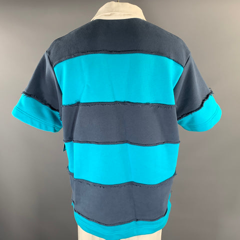 BOTTER Size M Blue Navy Striped Cotton Polo