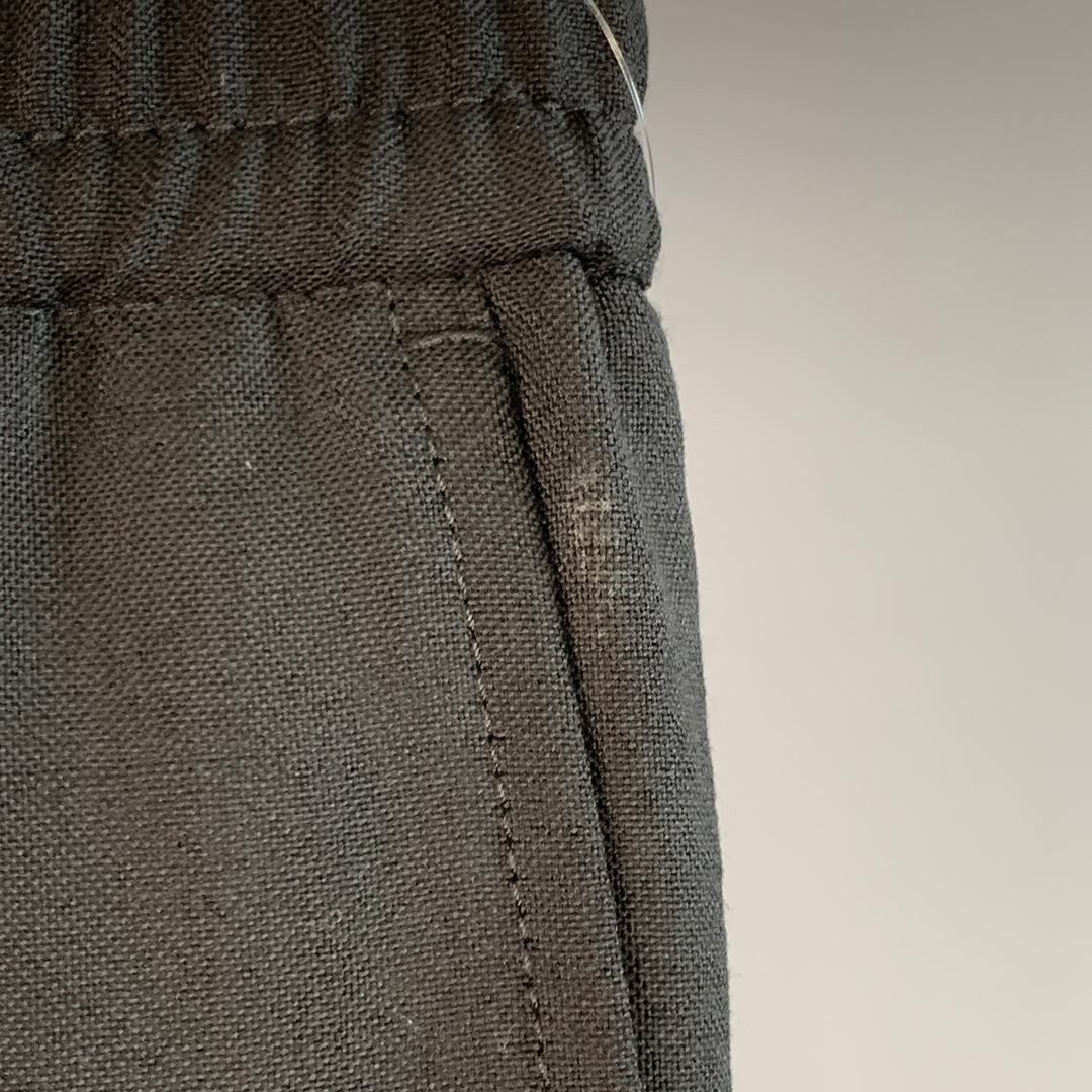 AMI by ALEXANDRE MATTIUSSI Size 28 Black Virgin Wool Pleated Drawstring Dress Pants