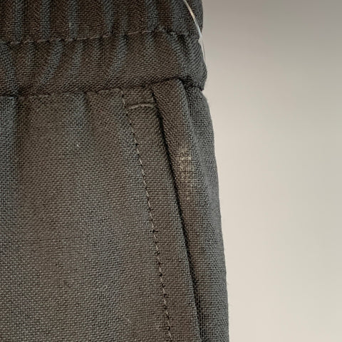 AMI by ALEXANDRE MATTIUSSI Size 28 Black Virgin Wool Pleated Drawstring Dress Pants