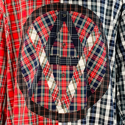 KIDILL x JAMIE REID One Size Anarchy Multi Color Patchwork Cotton Long Sleeve Shirt