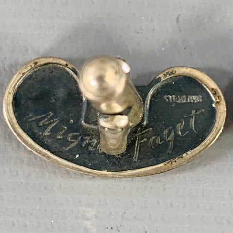 MIGNON FAGET Silver Black Greca Sterling Silver Cuff Links