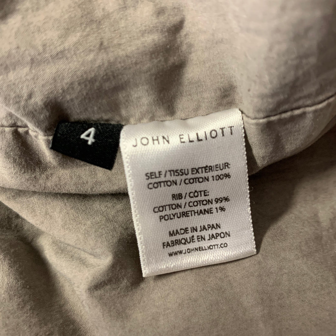 JOHN ELLIOTT Size XL Khaki Quilted Cotton Blend Bomber Jacket