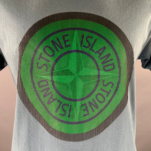 T-shirt Stone Island bleu en coton à motif, taille XL