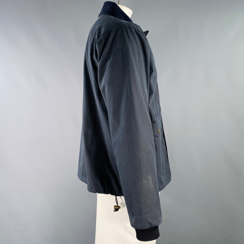 FILSON Size L Navy Waxed Cotton Zip Up Jacket