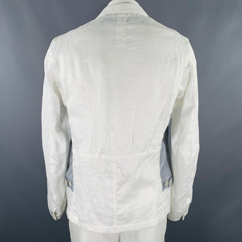 JUNYA WATANABE Size XL White Indigo Pinstripe Linen Cotton Sport Coat