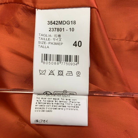 MSGM Size S Orange Cotton Velvet Double Breasted Peak Lapel Jacket Blazer