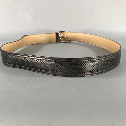 MORESCHI Size 38 Black Perforated Leather Belt