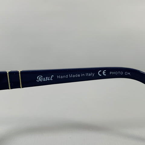 PERSOL Blue Silver Acetate Rectangle Sunglasses
