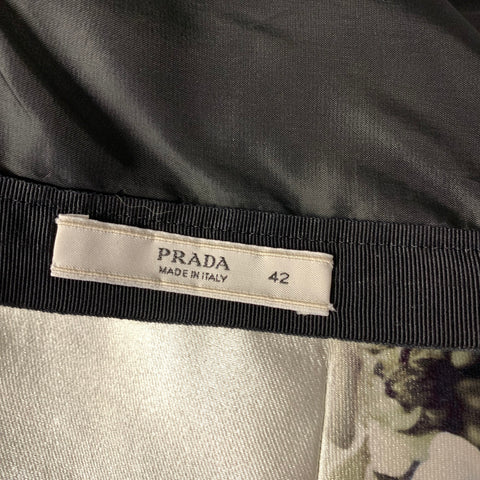 PRADA Size 6 Black Lime Silk Blend Floral Cocktail Dress