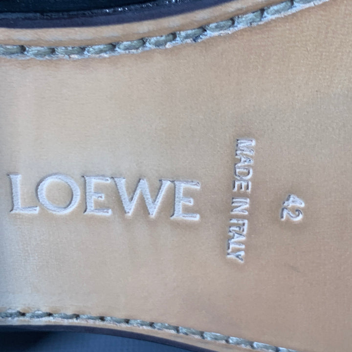 LOEWE Size 9 Campo Black Silver Harness Leather Pull On Boots