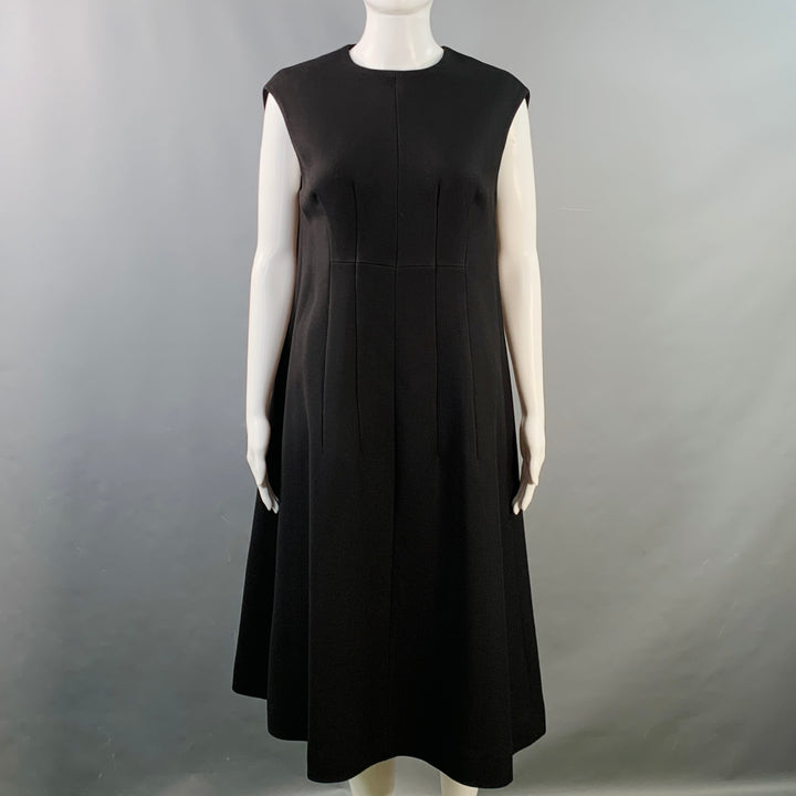 THE ROW Size XS/S Black Wool Silk Sleeveless Oversized Midi Dress