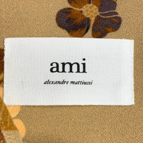 Chemise à manches longues oversize AMI by ALEXANDRE MATTIUSSI Taille M Marron fauve à motifs floraux et une poche