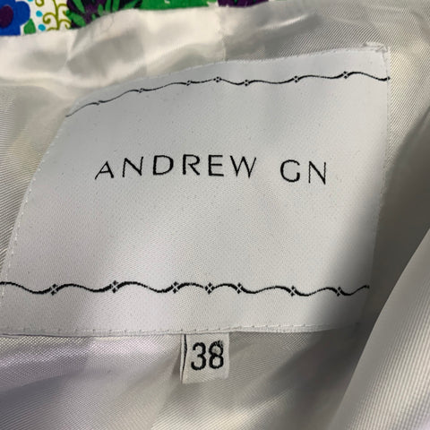ANDREW GN Size 6 Green Yellow Linen Blend Paisley Jacket