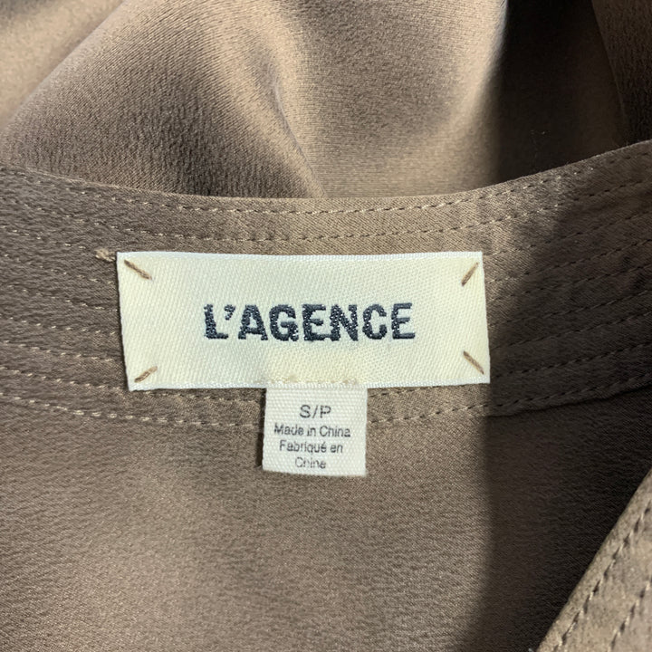 L'AGENCE Size S Brown Silk Hidden Buttons Blouse