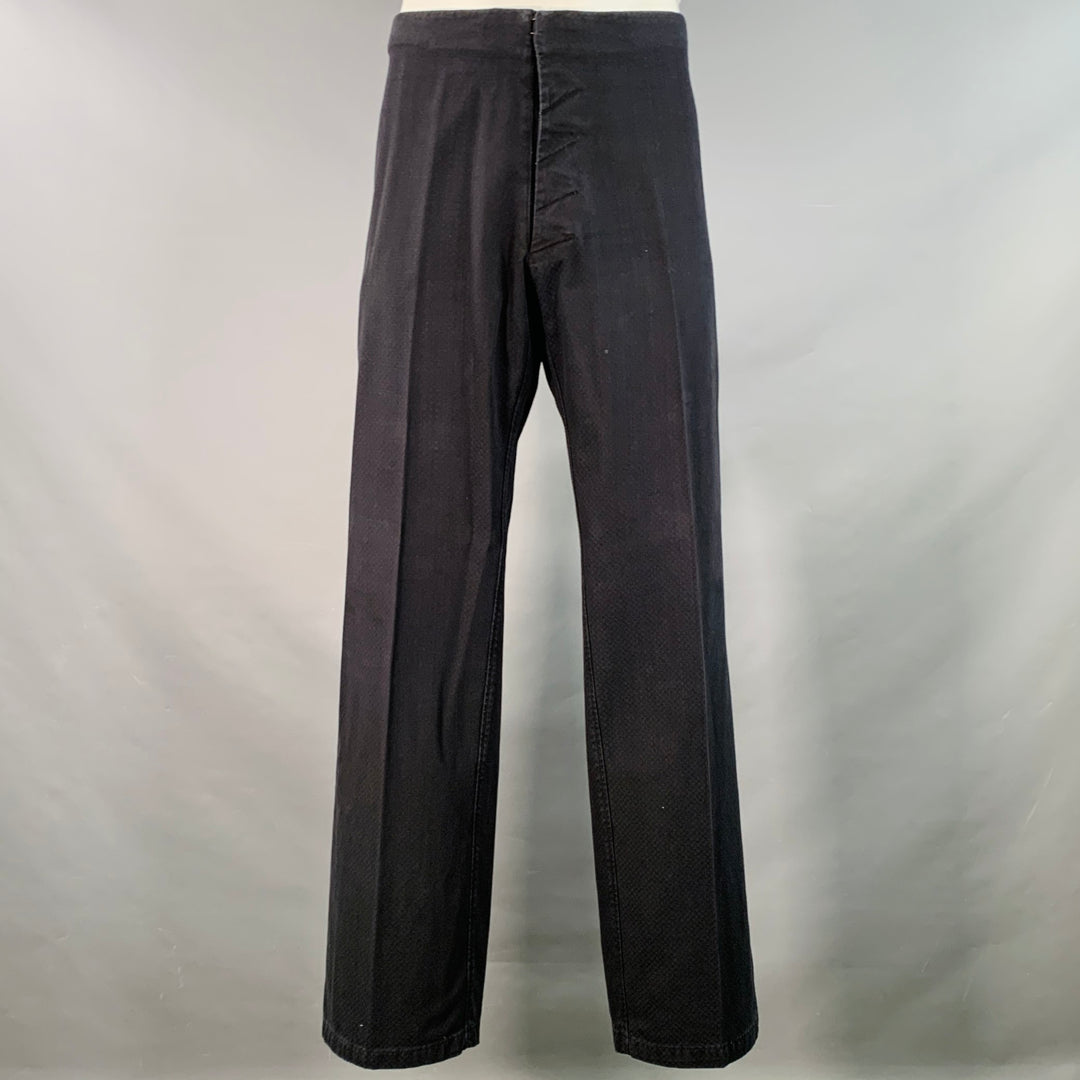 MARTIN MARGIELA Size 44 Navy Checkered Cotton Notch Lapel Suit