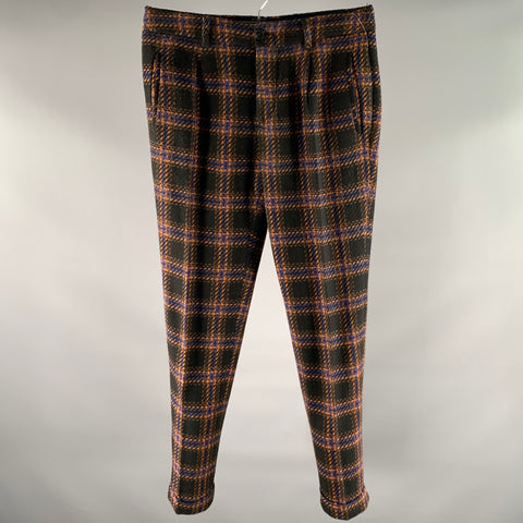 SCOTCH AND SODA Size 32 Black Orange Blue Tartan Polyester Blend Pants