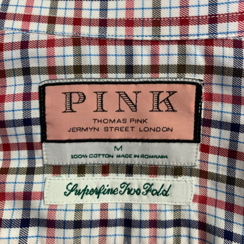 PINK Size M Red White Blue Checkered Cotton Long Sleeve Shirt