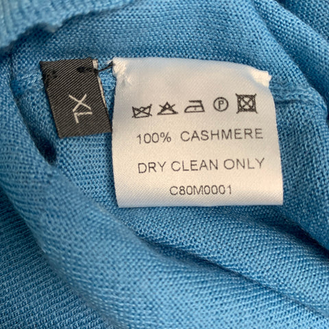 BAMFORD & SONS Size XL Blue Knit Cashmere Turtleneck Pullover